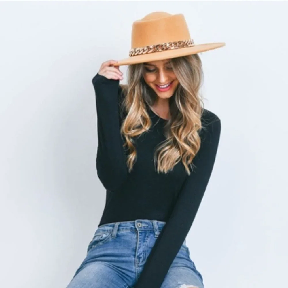 Chain Detailed Fall Winter Hat - Camel - Picture 4 of 5